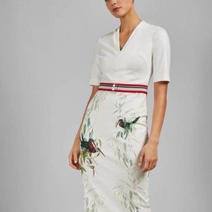 ✨TED BAKER LONDON Tutti Frutti Short-Sleeve Belted Bodycon Dress Molilo Bird